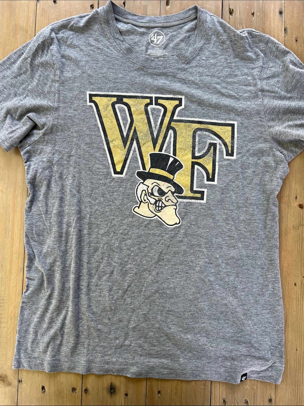 47 Gray Wake Forest WF Logo Short Sleeve Tee Size L